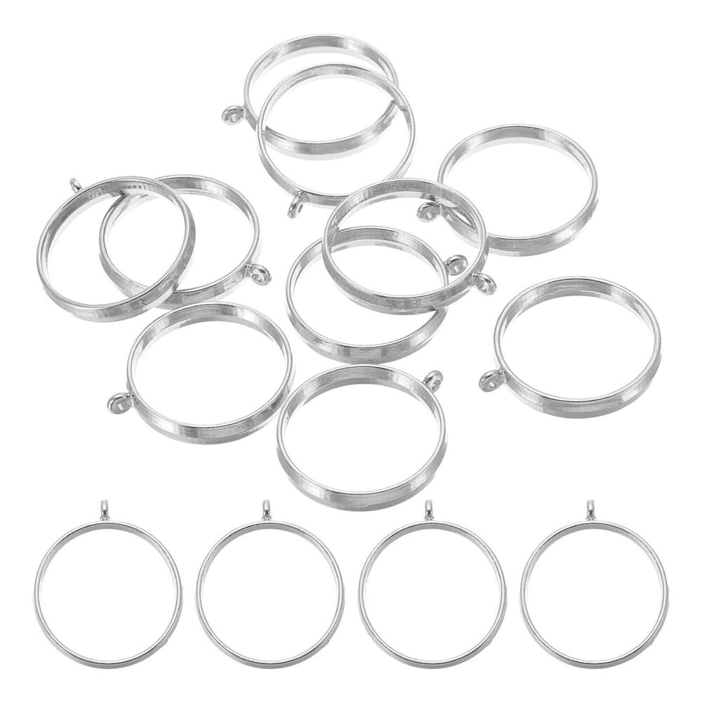 7458 Alloy Open Back Bezel Pendants, 50 Pack Round Hollow Resin Pendant
